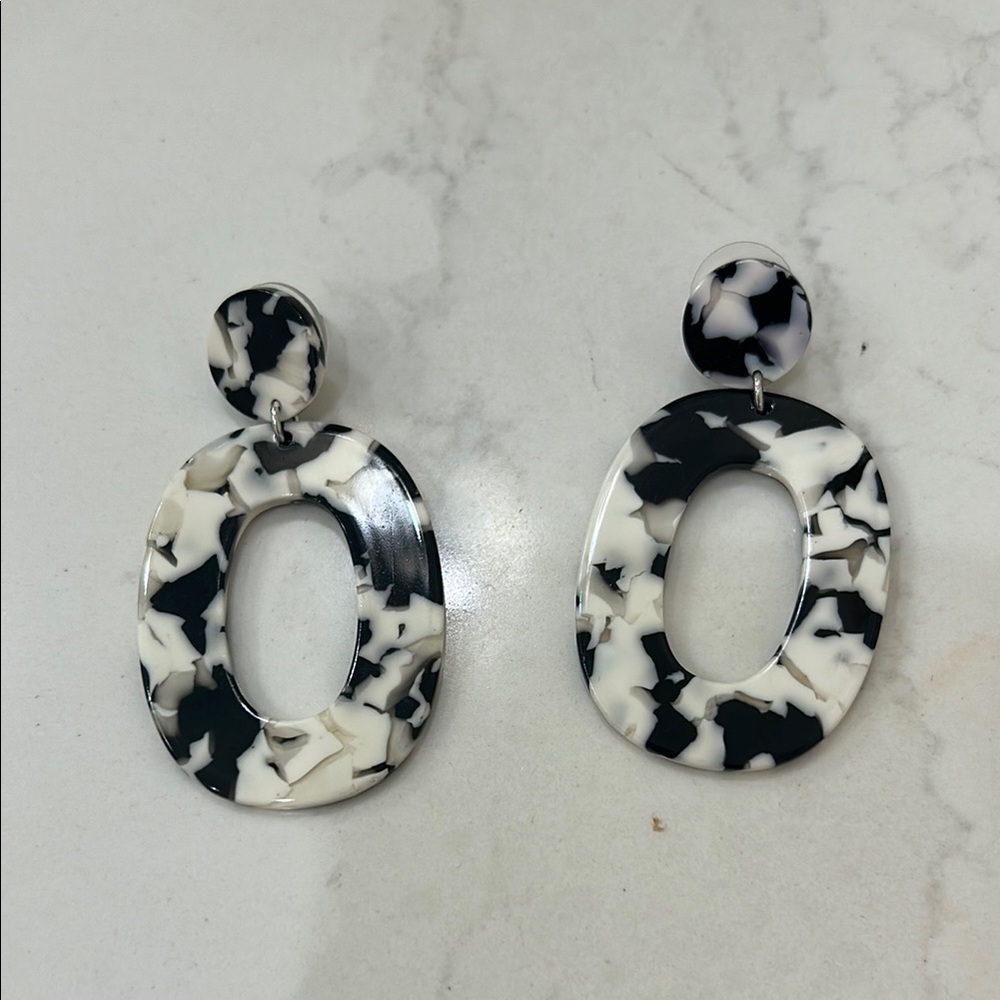Black and White Dangle Earrings